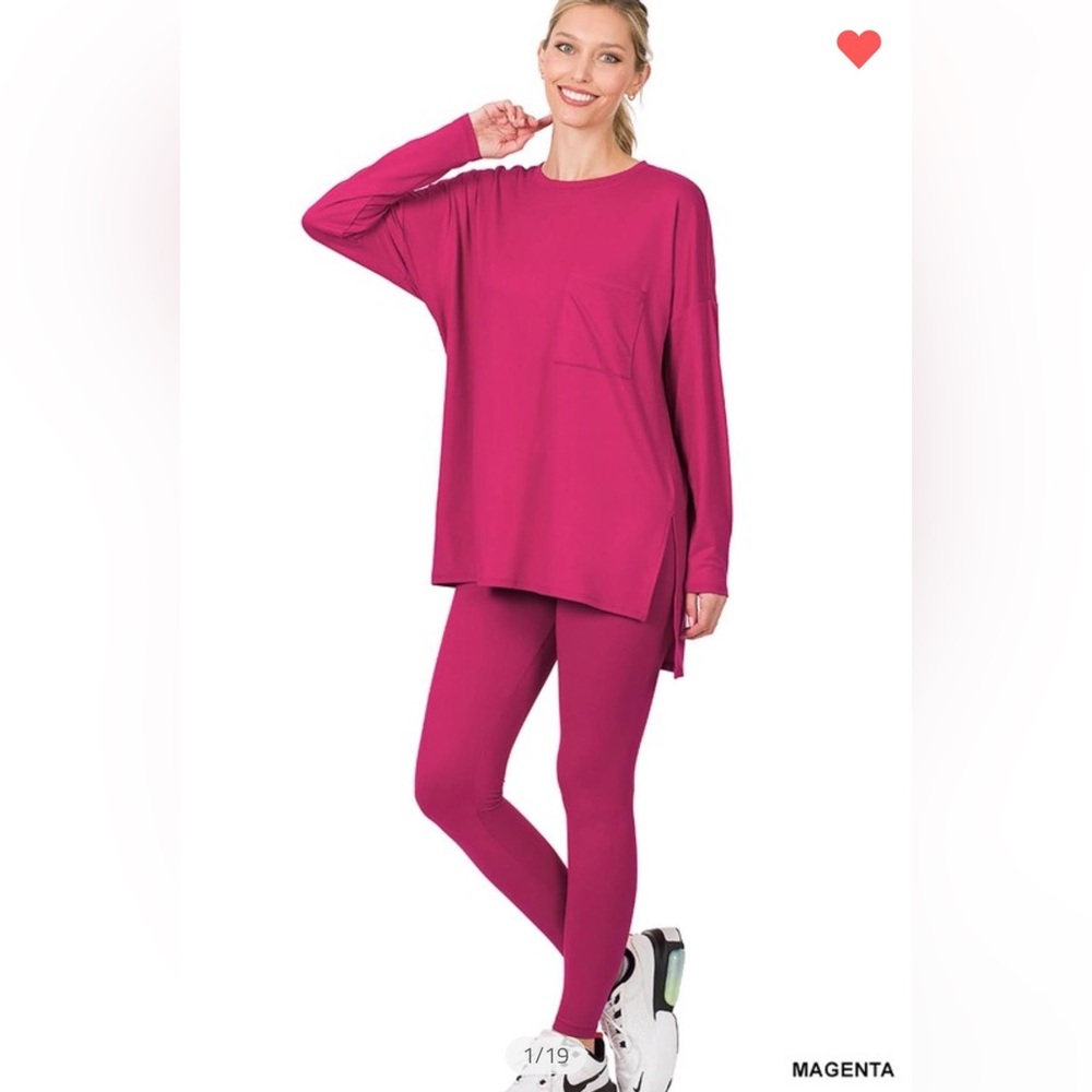 Magenta Brushed Microfiber Loungewear Set